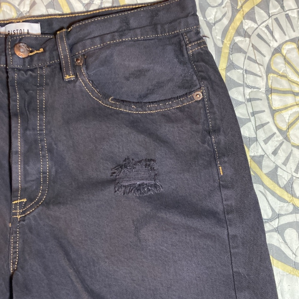 Pistola Black Raw Hem Button Fly Shorts Size 30 High Rise - Picture 3 of 14